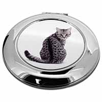 Silver Spot Tabby Cat Make-Up Round Compact Mirror