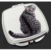 Silver Spot Tabby Cat Make-Up Compact Mirror