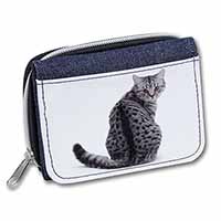 Silver Spot Tabby Cat Unisex Denim Purse Wallet