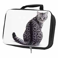 Silver Spot Tabby Cat Black Insulated School Lunch Box/Picnic Bag