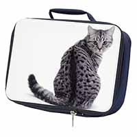 Silver Spot Tabby Cat Navy Insulated School Lunch Box/Picnic Bag