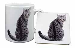 Silver Spot Tabby Cat Mug and Coaster Set