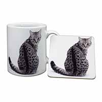 Silver Spot Tabby Cat Mug and Coaster Set