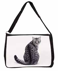 Silver Spot Tabby Cat Large Black Laptop Shoulder Bag School/College