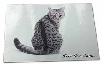 Large Glass Cutting Chopping Board Tabby Cat 