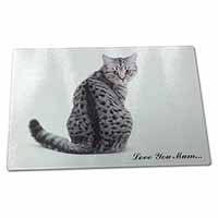 Large Glass Cutting Chopping Board Tabby Cat 