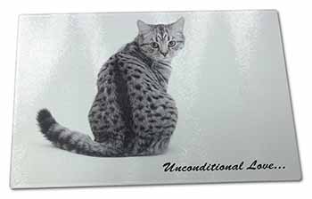 Large Glass Cutting Chopping Board Tabby Cat Love Sentiment