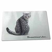 Tabby Cat Love Sentiment Large Glass Cutting Chopping Board