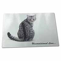 Large Glass Cutting Chopping Board Tabby Cat Love Sentiment