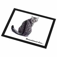 Tabby Cat Love Sentiment Black Rim High Quality Glass Placemat