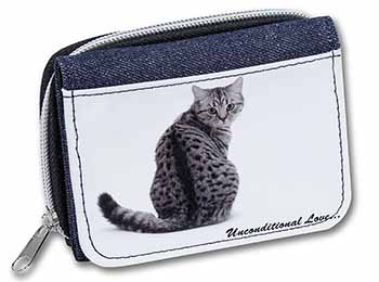 Tabby Cat Love Sentiment Unisex Denim Purse Wallet