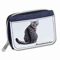 Tabby Cat Love Sentiment Unisex Denim Purse Wallet