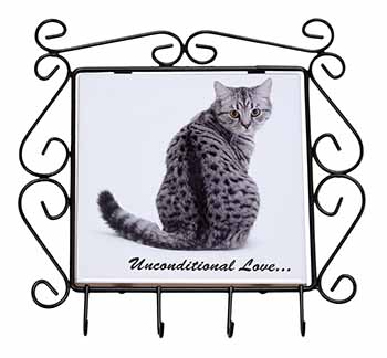 Tabby Cat Love Sentiment Wrought Iron Key Holder Hooks