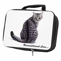 Tabby Cat Love Sentiment Black Insulated School Lunch Box/Picnic Bag
