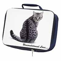 Tabby Cat Love Sentiment Navy Insulated School Lunch Box/Picnic Bag