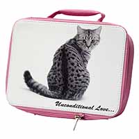 Tabby Cat Love Sentiment Insulated Pink School Lunch Box/Picnic Bag