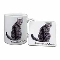 Tabby Cat Love Sentiment Mug and Coaster Set