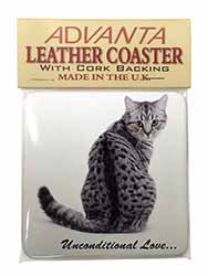 Tabby Cat Love Sentiment Single Leather Photo Coaster
