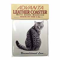 Tabby Cat Love Sentiment Single Leather Photo Coaster