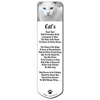 Blue Eyed White Cat Bookmark, Book mark, Printed full colour