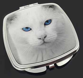 Blue Eyed White Cat Make-Up Compact Mirror