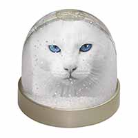 Blue Eyed White Cat Snow Globe Photo Waterball