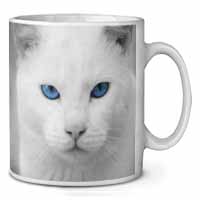 Blue Eyed White Cat Ceramic 10oz Coffee Mug/Tea Cup