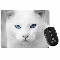 Blue Eyed White Cat Computer Mouse Mat