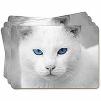 Blue Eyed White Cat Picture Placemats in Gift Box