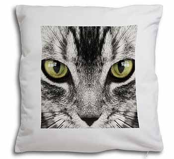 Silver Tabby Cat Face Soft White Velvet Feel Scatter Cushion