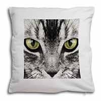 Silver Tabby Cat Face Soft White Velvet Feel Scatter Cushion