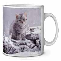 Silver Tabby Cat in Snow Ceramic 10oz Coffee Mug/Tea Cup