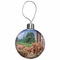 Ginger Cat and Kittens in Barn Christmas Bauble