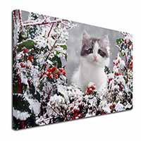 Winter Snow Kitten Canvas X-Large 30"x20" Wall Art Print