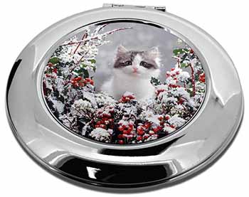 Winter Snow Kitten Make-Up Round Compact Mirror
