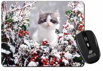 Winter Snow Kitten Computer Mouse Mat