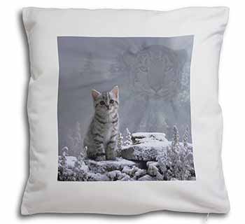 Animal Fantasy Cat+Snow Leopard Soft White Velvet Feel Scatter Cushion