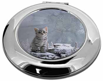 Animal Fantasy Cat+Snow Leopard Make-Up Round Compact Mirror