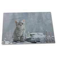 Large Glass Cutting Chopping Board Animal Fantasy Cat+Snow Leopard