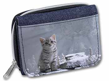 Animal Fantasy Cat+Snow Leopard Unisex Denim Purse Wallet