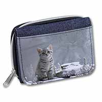 Animal Fantasy Cat+Snow Leopard Unisex Denim Purse Wallet