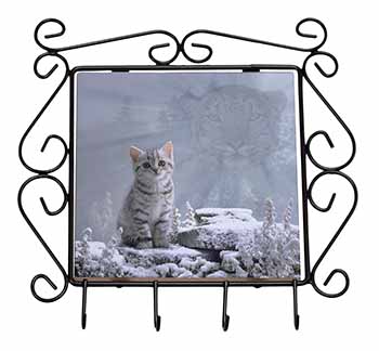 Animal Fantasy Cat+Snow Leopard Wrought Iron Key Holder Hooks