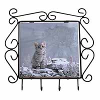 Animal Fantasy Cat+Snow Leopard Wrought Iron Key Holder Hooks