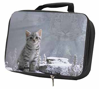 Animal Fantasy Cat+Snow Leopard Black Insulated School Lunch Box/Picnic Bag