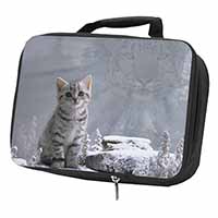 Animal Fantasy Cat+Snow Leopard Black Insulated School Lunch Box/Picnic Bag
