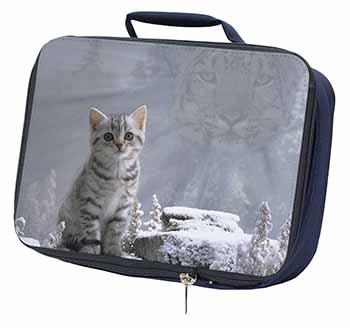 Animal Fantasy Cat+Snow Leopard Navy Insulated School Lunch Box/Picnic Bag