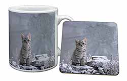 Animal Fantasy Cat+Snow Leopard Mug and Coaster Set