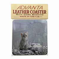 Animal Fantasy Cat+Snow Leopard Single Leather Photo Coaster