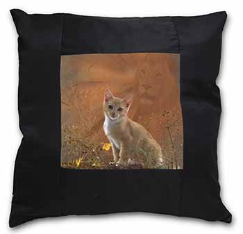 Lion Spirit on Kitten Watch Black Satin Feel Scatter Cushion