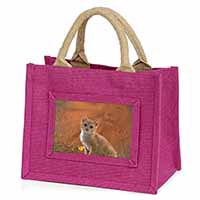 Lion Spirit on Kitten Watch Little Girls Small Pink Jute Shopping Bag